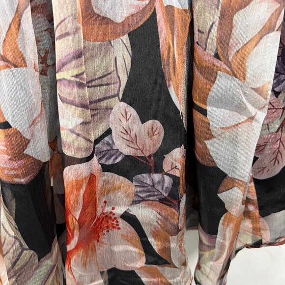 2/$30 Entro Size Small Long Puff Sleeve Chiffon Top Blouse Floral Boho - Picture 9 of 9